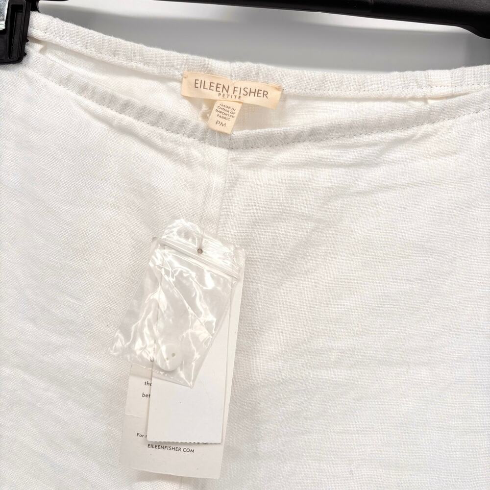 Eileen Fisher Linen Pants PM Petite Medium Wide Leg Cropped Zip Beach Lagenlook - Picture 3 of 7